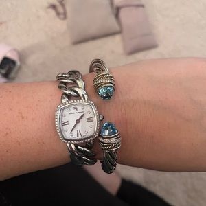 David Yurman diamond link watch.